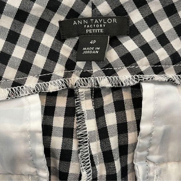 Ann Taylor Black White Checkered Cotton Blend Pants - Picture 6 of 12